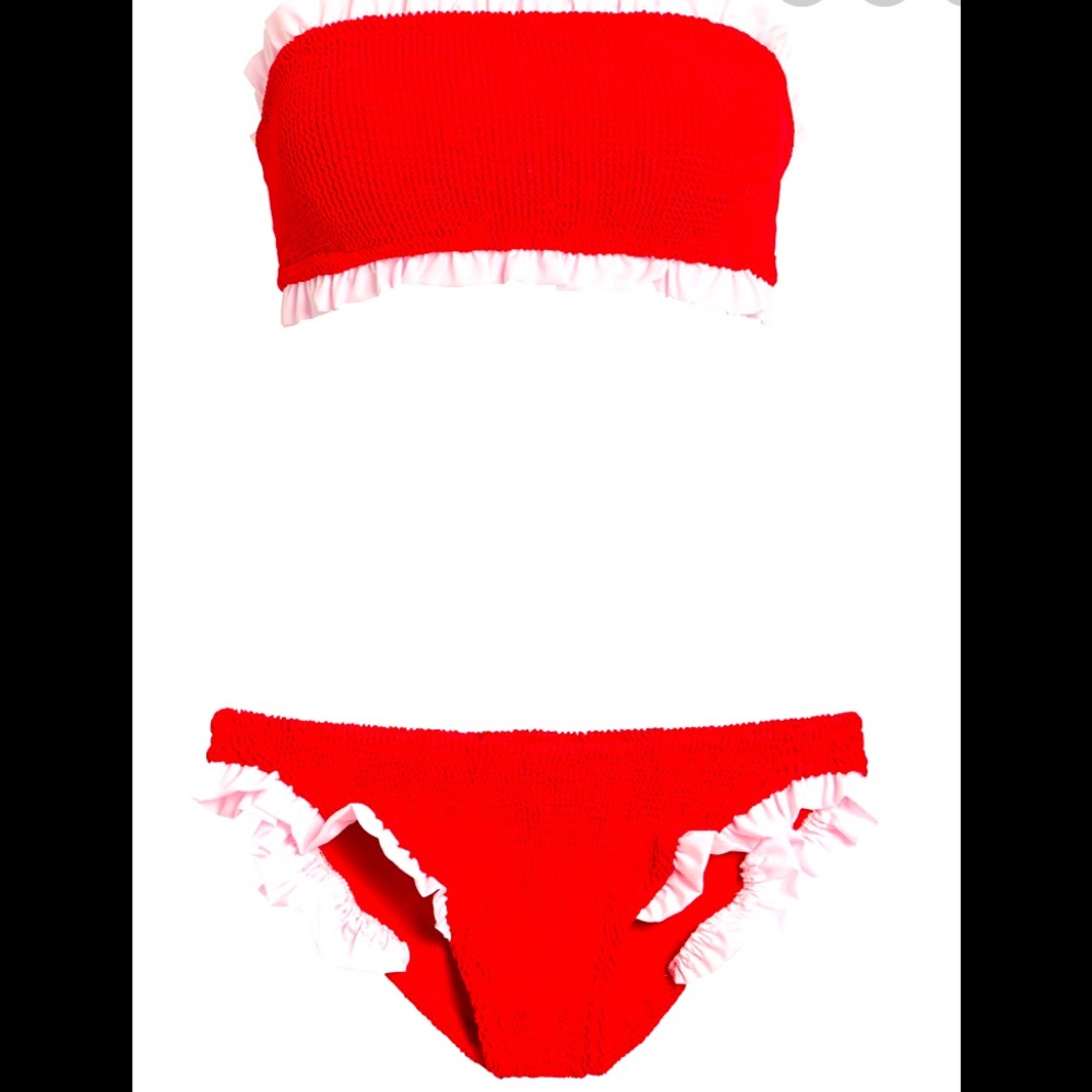 Hunza G Tracey red ruffle 2-piece